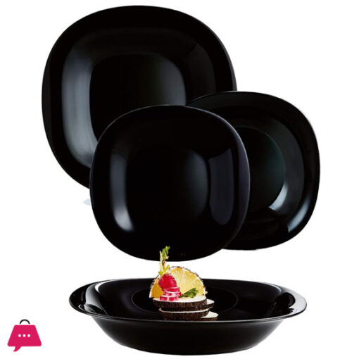 Opal 18pc Glass Black Plate Set Tableware Dinner Set Plates