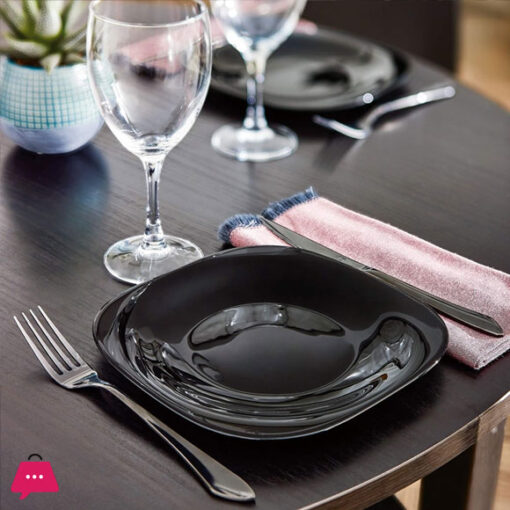 Opal 18pc Glass Black Plate Set Tableware Dinner Set Plates