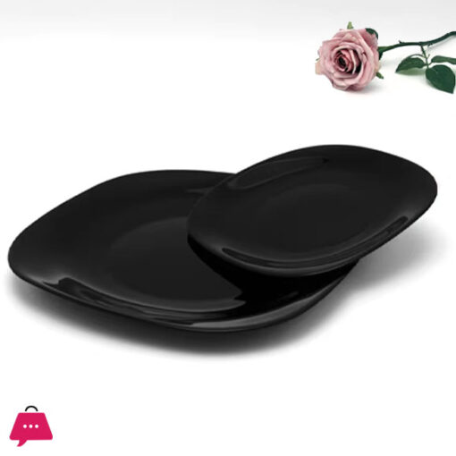 Opal Black Glass Marble Dinner Plate 25cm 6-Pcs