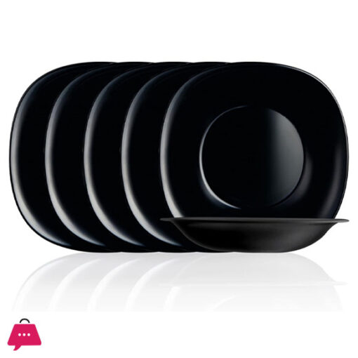 Opal Black Glass Marble Soup Plate 23cm 6-Pcs