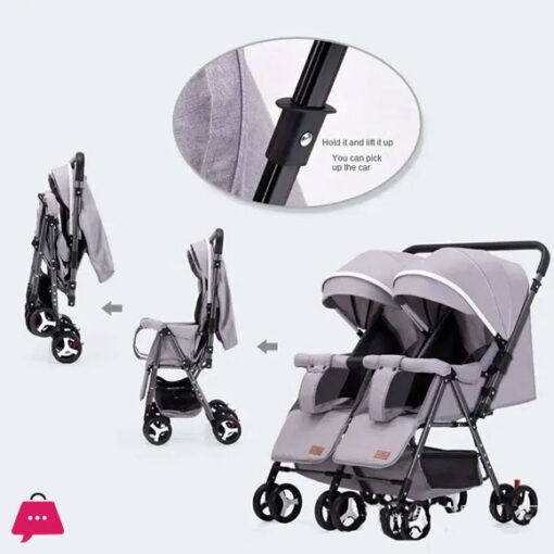 Twin Lightweight Travel Stroller Double Shock Absorbing Stroller Folding Stroller Newborn Baby Two-way Swivel Seat Baby Stroller