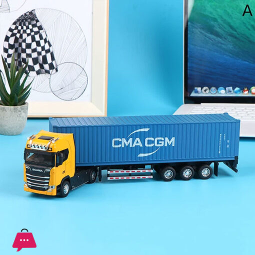 1 50 Diecast Alloy Truck Head Model Toy Container Truck Pull Back With Light