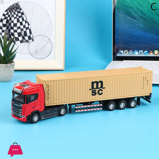 1 50 Diecast Alloy Truck Head Model Toy Container Truck Pull Back With Light