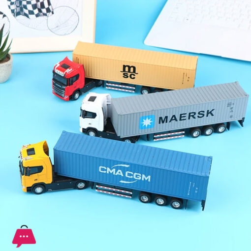 1 50 Diecast Alloy Truck Head Model Toy Container Truck Pull Back With Light