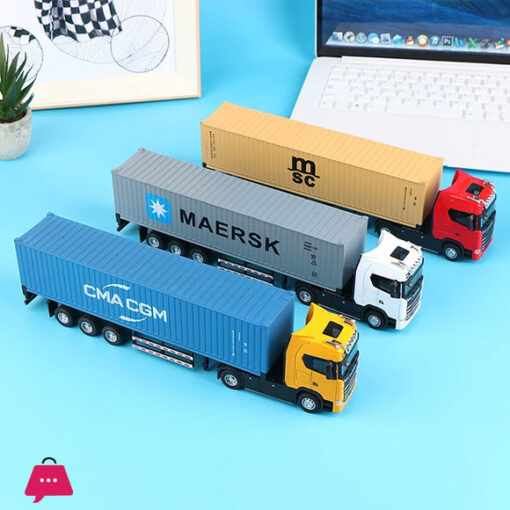 1 50 Diecast Alloy Truck Head Model Toy Container Truck Pull Back With Light