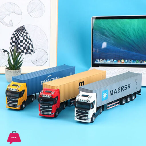 1 50 Diecast Alloy Truck Head Model Toy Container Truck Pull Back With Light