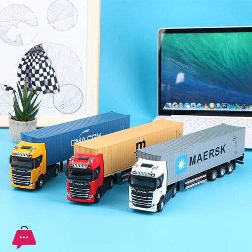 1 50 Diecast Alloy Truck Head Model Toy Container Truck Pull Back With Light