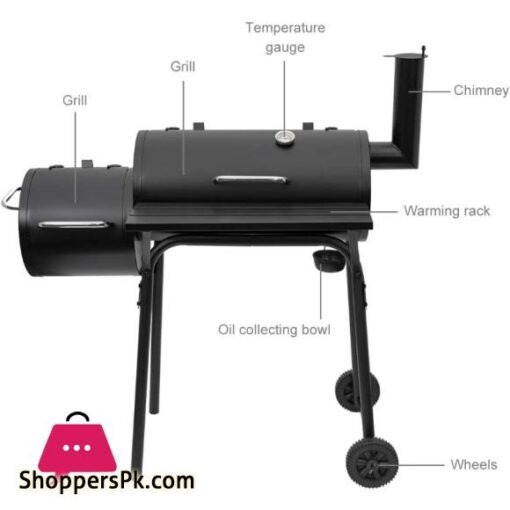 10-10 Offer 27 Inch Charcoal Barrel Grill with Offset Smoker Bbq Grill Outdoor Camping Oven