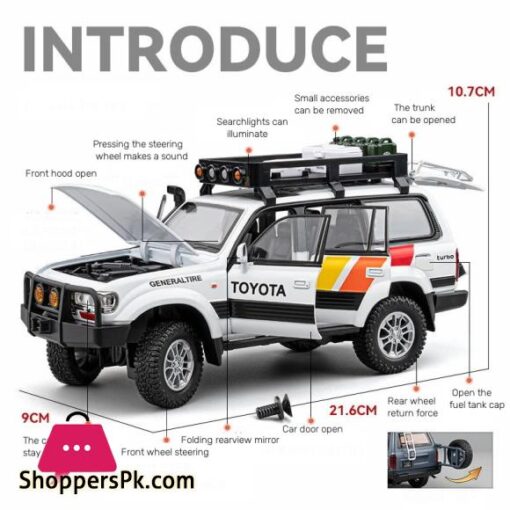 1:24 TOYOTA Land Cruiser LC80 SUV Alloy Miniature Car Diecast Metal Scale Car Model Sound＆Light Children Toy Collection Vehicle