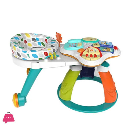 2-in-1 Walk-Around Activity Centre and Play Table Tropic Cool Walker with Music Lights and Interactive Toys Removable Seat