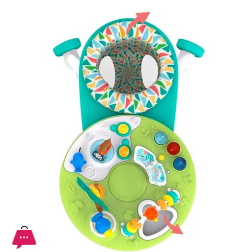 2-in-1 Walk-Around Activity Centre and Play Table Tropic Cool Walker with Music Lights and Interactive Toys Removable Seat