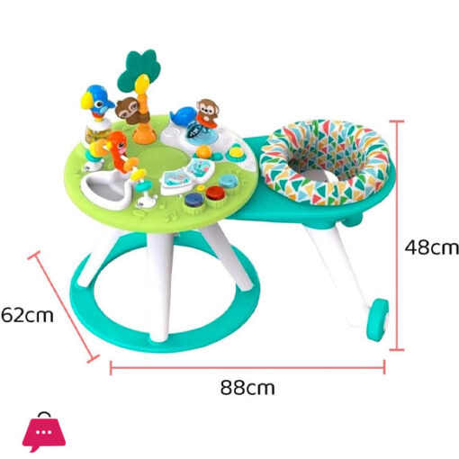 2-in-1 Walk-Around Activity Centre and Play Table Tropic Cool Walker with Music Lights and Interactive Toys Removable Seat