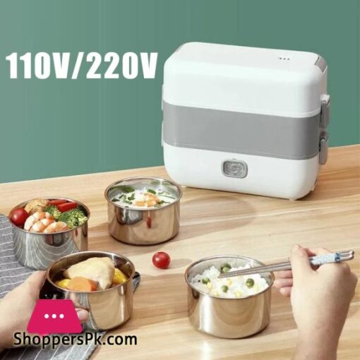 220V Electric Lunch Box Rice Cooker Portable Heating Bento Box Stainless Steel Lunch Box