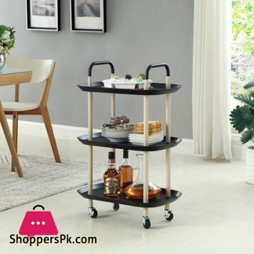 3 Tier Storage Shelf Service Trolley Carts Office Bar Kitchen Home Rolling Trolleys Cart With Wheels