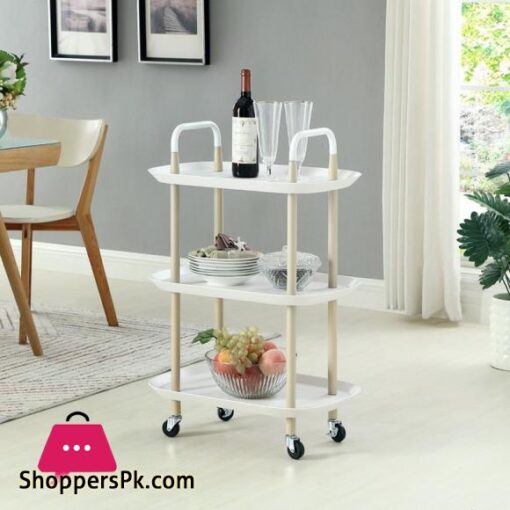 3 Tier Storage Shelf Service Trolley Carts Office Bar Kitchen Home Rolling Trolleys Cart With Wheels