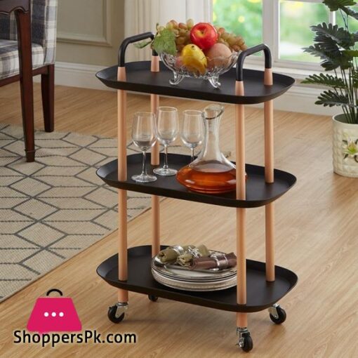 3 Tier Storage Shelf Service Trolley Carts Office Bar Kitchen Home Rolling Trolleys Cart With Wheels