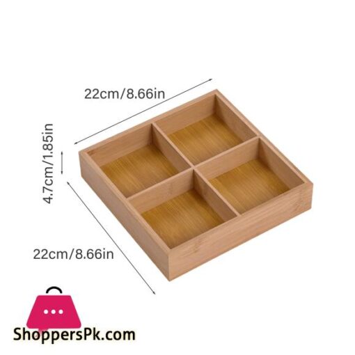 4 Grid Divided Wooden Tray Safe Material Dried Fruit Food Storage Container