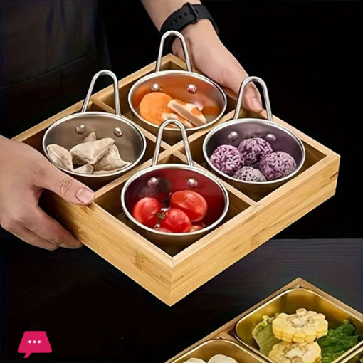 4 Grid Divided Wooden Tray Safe Material Dried Fruit Food Storage Container