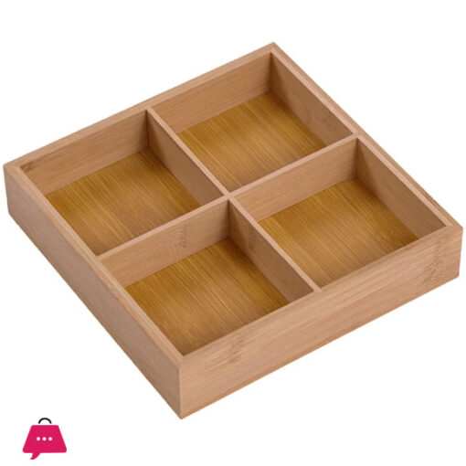 4 Grid Divided Wooden Tray Safe Material Dried Fruit Food Storage Container