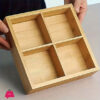 4 Grid Divided Wooden Tray Safe Material Dried Fruit Food Storage Container