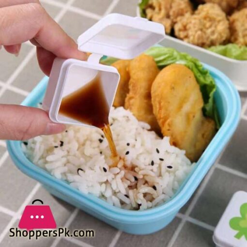 4Pcs Portable Square Seasoning Bottle Ketchup Bottle Salad Dressing Container Soy Sauce Bottle With Lid Reusable Condiment Cups