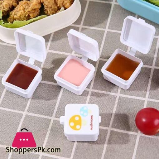 4Pcs Portable Square Seasoning Bottle Ketchup Bottle Salad Dressing Container Soy Sauce Bottle With Lid Reusable Condiment Cups