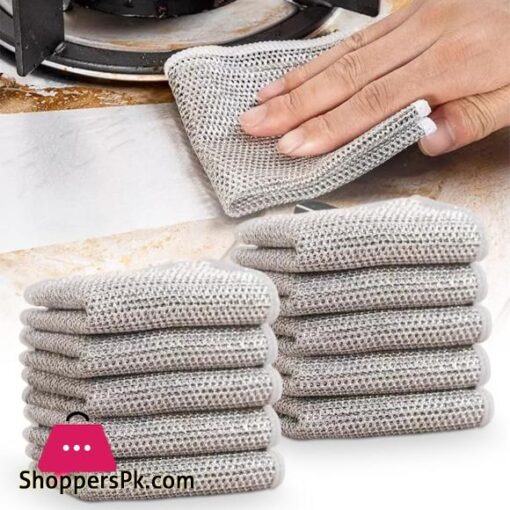 5 Pack Wire Dishwashing Rags Multipurpose Wire Dishwashing Rags for Wet and Dry Non Scratch Wire Dishcloth Multifunctional Kitchen Cleaning Cloths for Dishes Sinks Counters Stove Tops