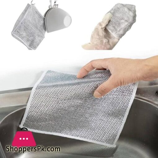 5 Pack Wire Dishwashing Rags Multipurpose Wire Dishwashing Rags for Wet and Dry Non Scratch Wire Dishcloth Multifunctional Kitchen Cleaning Cloths for Dishes Sinks Counters Stove Tops