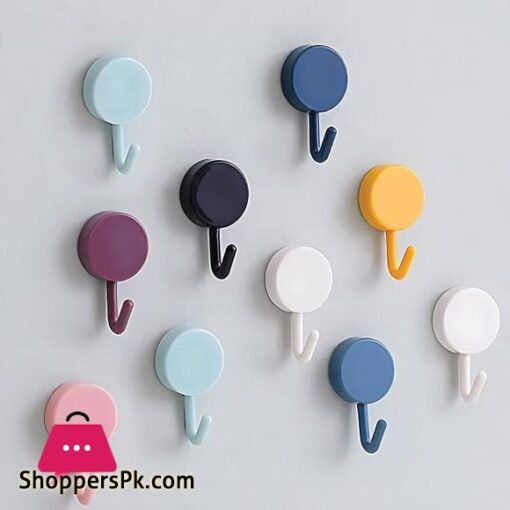 10 Pcs Nail Free Solid Color Free Punching Door Hooks Without Trace Nail Small Hooks Wall Mounted Hook Strong Drill free Kitchen Hook Shop Easy