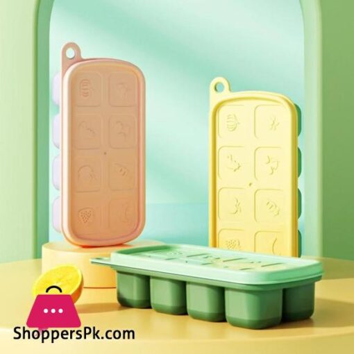 8 Grid Ice Cube Molds Silicone Fruit Pattern Ice Cube Freezer Tray With Lid Ice Maker Home Bars Drinks Cocktails Accessories