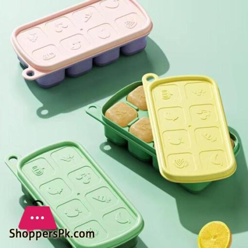 8 Grid Ice Cube Molds Silicone Fruit Pattern Ice Cube Freezer Tray With Lid Ice Maker Home Bars Drinks Cocktails Accessories