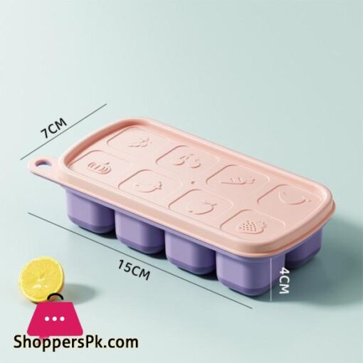 8 Grid Ice Cube Molds Silicone Fruit Pattern Ice Cube Freezer Tray With Lid Ice Maker Home Bars Drinks Cocktails Accessories