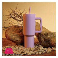 AJF Plain Stainless Steel Vacuum Insulated Tumbler With Lid Straw 1800ml Purple