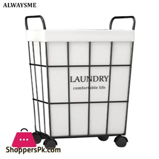 ALWAYSME Rolling Wire Laundry Cart