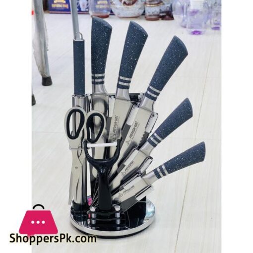 Knife Holder Sets DESSINI and ARSHIA Knife Set with Acrylic Holder 8 and 9 pcs Set with stand