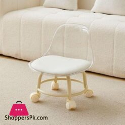 Acrylic 360 Rotatable Transparent Chair Small Mini Space Design High Resilience Durable Backrest Smart Wheels Ideal for Adults Kids Yellow