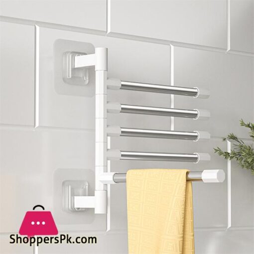 Bathroom Rotation Towel Storage Rack Punch-Free Stainless Steel Organizer Shelf Hanging Wall Shelves Suction Cup Toilet Holder