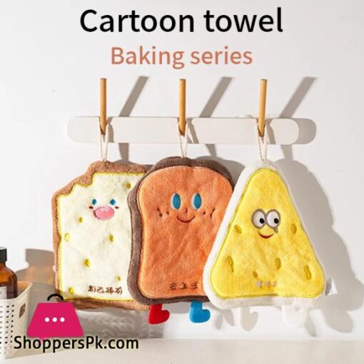 Cute Cartoon Hand Towel Hanging Kitchen Hand Wipe Quick Dry Wipe Three Layers of Thickened Coral Flannel Towel