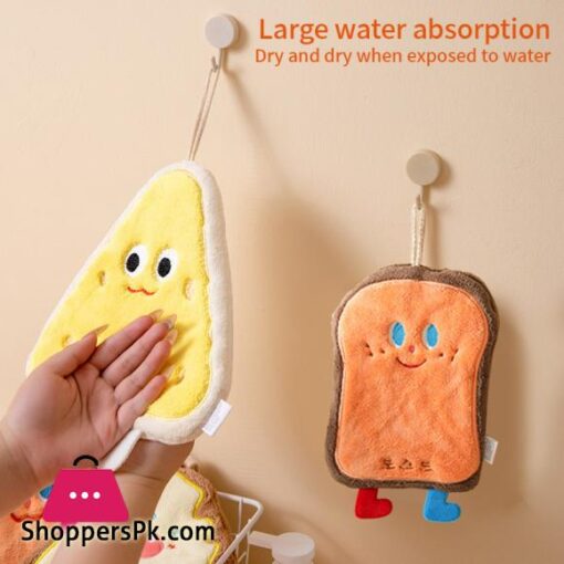 Cute Cartoon Hand Towel Hanging Kitchen Hand Wipe Quick Dry Wipe Three Layers of Thickened Coral Flannel Towel