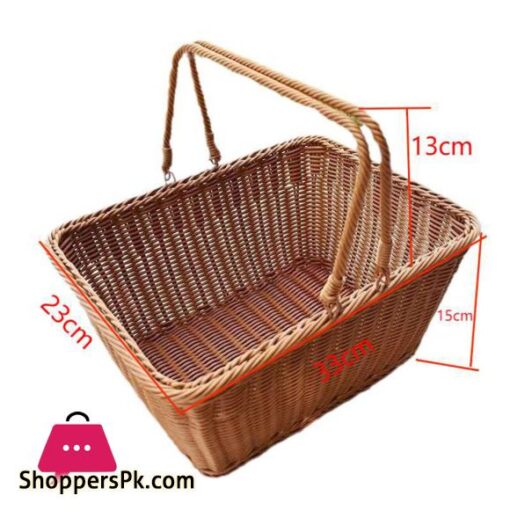 Imitation Vine Weaving Picnic Basket Food Storage Baskets Flowerpot Fruit Vegetable Container Home Kitchen Decor Organization