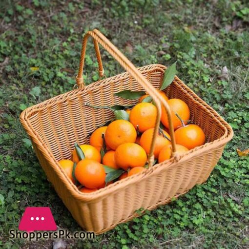 Imitation Vine Weaving Picnic Basket Food Storage Baskets Flowerpot Fruit Vegetable Container Home Kitchen Decor Organization