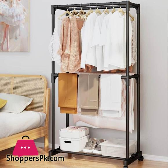 Imported Heavy Duty Iron Cloth Hanger Stand Shoes Rack for Floor Type Clothes Hanging & Drying purpose for Laundry & Bedroom