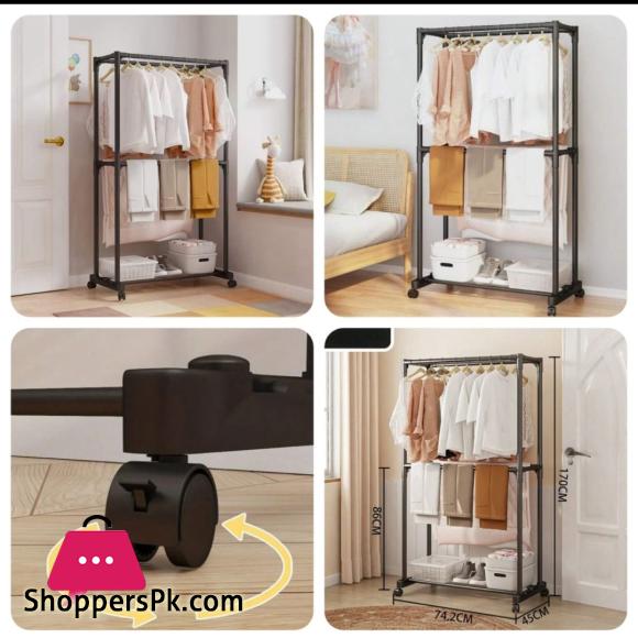 Imported Heavy Duty Iron Cloth Hanger Stand Shoes Rack for Floor Type Clothes Hanging & Drying purpose for Laundry & Bedroom