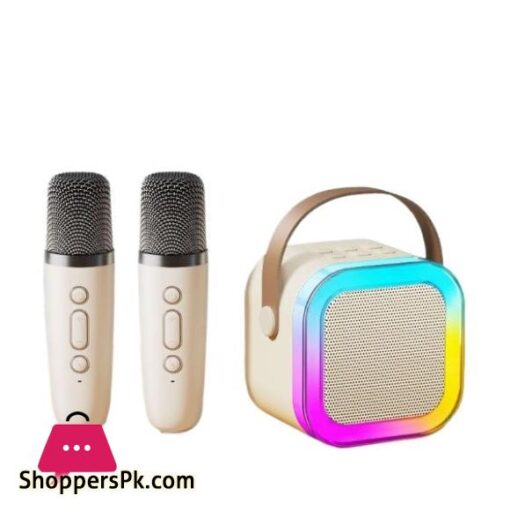 K12 Mini Outdoor Karaoke Bluetooth Speaker Portable Microphone Audio With double wheat Microphone Home Karaoke Speaker multifunctional AUXTF Cardu diskTYPE C