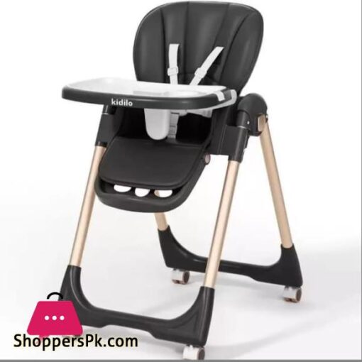 Kidilo Multifunction Portable Baby High Chair Foldable Feeding Chair Strong Dining Chair For Baby With Height Adjustment Wheel