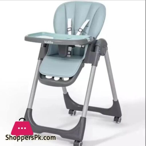 Kidilo Multifunction Portable Baby High Chair Foldable Feeding Chair Strong Dining Chair For Baby With Height Adjustment Wheel