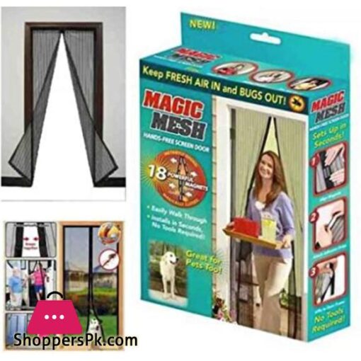 Magic Mesh Deluxe Hands Free Magnetic Screen Door Mesh Curtain Keeps Bugs Out Pet Kid Friendly Fits Doors up to 39 x 83 Inches