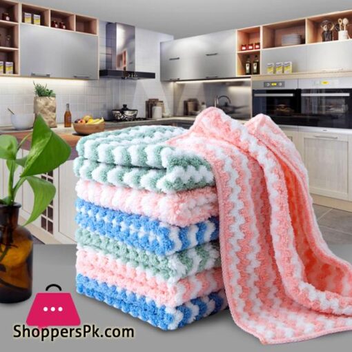 New Kitchen Stripe Dish Cloth Kitchen Rags Thicken Absorbent Housework Clean Towel Kitchen Cleaning Supplies