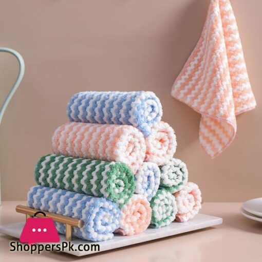 New Kitchen Stripe Dish Cloth Kitchen Rags Thicken Absorbent Housework Clean Towel Kitchen Cleaning Supplies