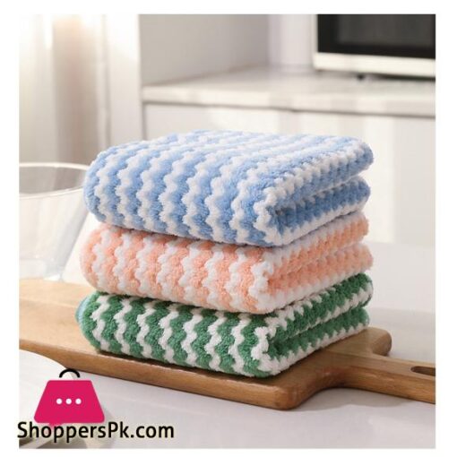 New Kitchen Stripe Dish Cloth Kitchen Rags Thicken Absorbent Housework Clean Towel Kitchen Cleaning Supplies